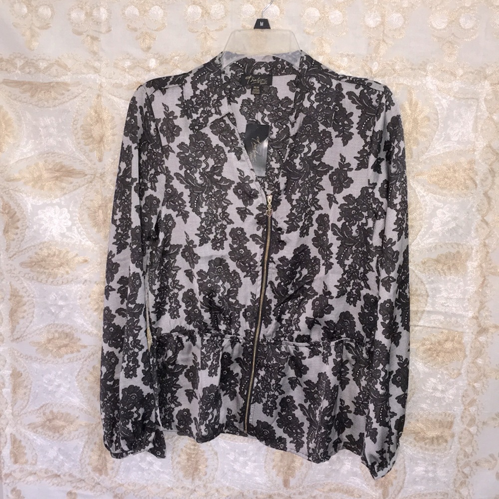 Floral print zip up top